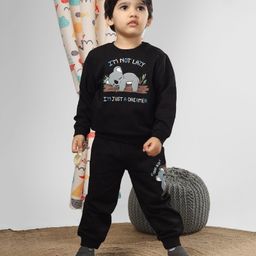 Polka Tots Full Sleeves Baby Koala Cargo Style Coordinating Joggers Set - Black-image-25