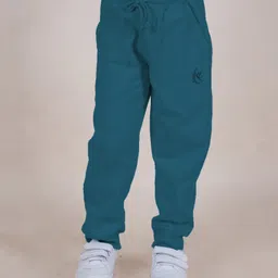 Kiddopanti Fleece Solid Track Pant - Teal Blue-picture-8
