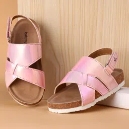 Babyoye Shimmered Sandals with Velcro Closure - Pink-picture-17