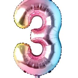 Decor Mantra Number 3 foil balloon 32 inch for birthday decoration items - Multi Color - Pack of 1-image-18