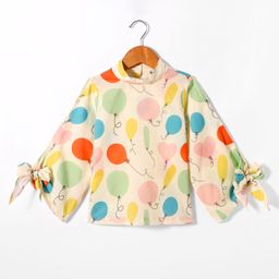 Hugsntugs Cotton Full Sleeves Balloons Printed Top - Multi Colour-picture-29