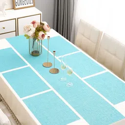 HOKIPO Set Of 7 Textured Rectangular Table Placemats & Table Runner-14