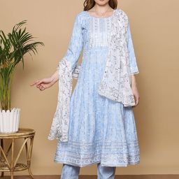 DUMMY SHAPE Women Paisley Printed Panelled Kurta with Trousers & With Dupatta-image-40