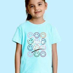 NUSYL Girls Smile More Text Printed Round Neck Regular Fit T-Shirt-27