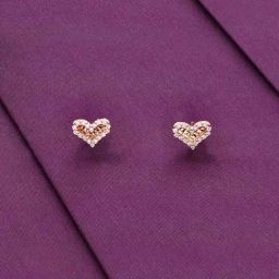 Kai Jewel Sterling Silver Minimalistic Heart-shaped Rose Gold Earrings-8