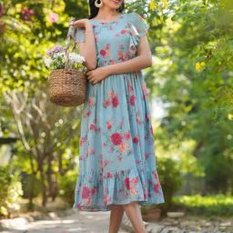Janasya Blue Printed Dress-image-28