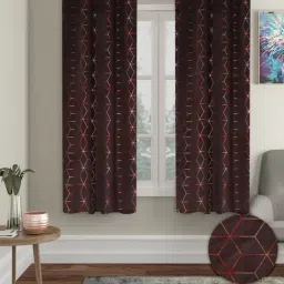 Cortina Brown Velvet Foil Blackout Window Curtains - Set of 2 (5 ft)-picture-37