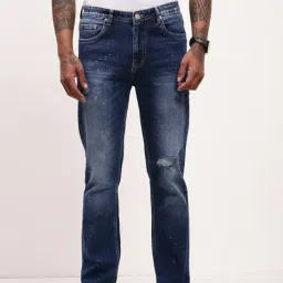 Showoff Blue Straight Fit Distressed Jeans-image-46