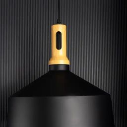 Whispering Homes Olov Wood Top Scandinavian Style Black and Wood Hanging Light-38