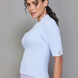 Code by Lifestyle Blue Self Pattern Top image 3