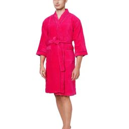 Spaces Exotica Red 380 GSM Cotton Bath Robe (L)-35