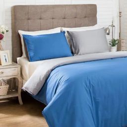 Maspar Blue Cotton 200 TC Reversible Duvet Cover Set-image-55