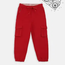 Blue Giraffe Kids Red Solid Joggers-image-46