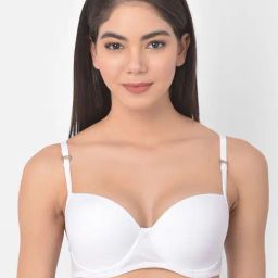 Clovia White Under Wired Padded Push Up Bra-image-10