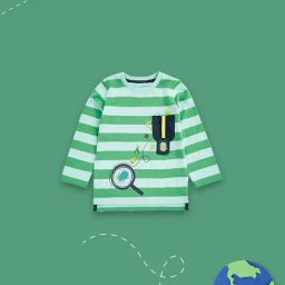 Mothercare Kids White & Green Striped Full Sleeves T-Shirt-image-34