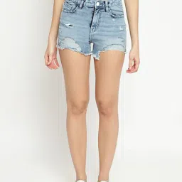 Belliskey Mid Blue Distressed Shorts-40
