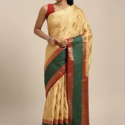 Mimosa Yellow Silk Woven Saree With Unstitched Blouse-picture-16