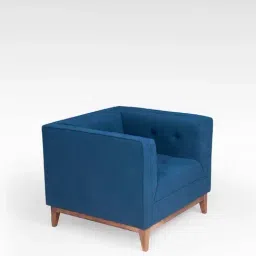 Fabindia Home Navy Blue & Brown Sheesham Wood Obra Sofa-image-35