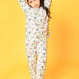 Anthrilo Kids White Printed Full Sleeves T-Shirt with Pyjamas-image-74