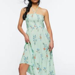 Forever 21 Sage Green Floral Print Midi Dress-image-97
