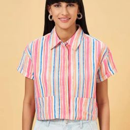 People by Pantaloons Pink Printed Shirt-image-70
