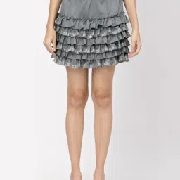 Lela Grey Cotton Skater Skirt-image-4