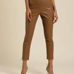 Label Ritu Kumar Brown Skinny Fit Mid Rise Jeggings-image-82