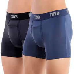 TRYB Black & Navy Skinny Fit Trunks - Pack of 2-image-1