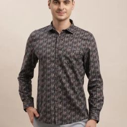 Turtle Brown Cotton Slim Fit Print Shirt-image-46
