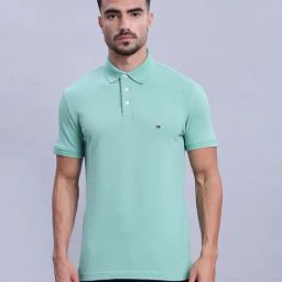 TOMMY HILFIGER Green Regular Fit Solid T-Shirt-image-38