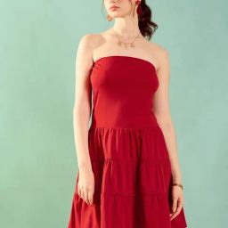 KASSUALLY Red Relaxed Fit A Line Dress-image-59