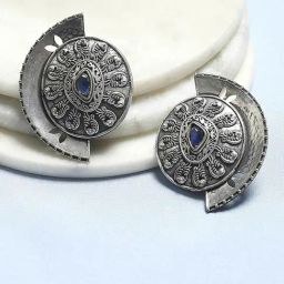 Biba Navy Brass Stud Earrings for Women-image-82