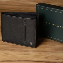 Peter England Black Formal Leather Bi-Fold Wallet for Men-16