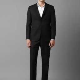Men Black Slim Fit Textured Formal Two Piece Suit-image-90