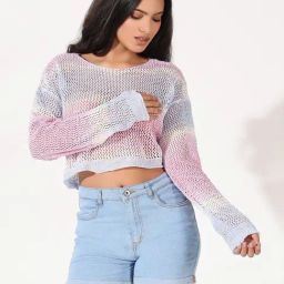 SHOWOFF Pink Self Design Full Sleeves Top-4