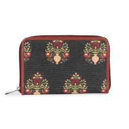 ZOUK Classic Green Printed Zip around Wallet for Women image 3