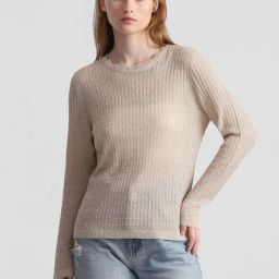 Only Beige Regular Fit Pullover-48
