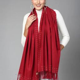 Mafadeny Maroon Embellished Stole-image-77