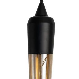 Whispering Homes Modern Loft Style Glass Black and Amber Pendant Lamp-16