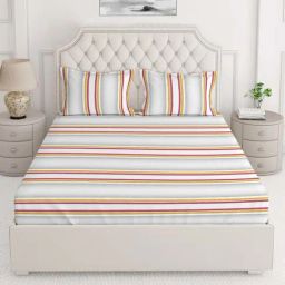 Layers Duracount Pink Cotton 225 TC King Flat Bed Sheet With 2 Pillow Covers-image-22
