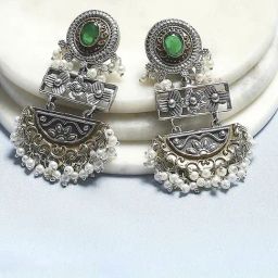 Biba Green Brass Drop & Danglers Earrings for Women-33