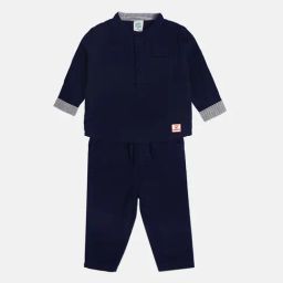 MINIKLUB Boys Navy Solid Full Sleeves T-Shirt with Pants-image-51