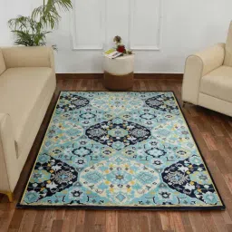 Presto Blue Polyester Traditional Carpet-picture-36