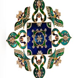 Kala Samarpan Blue & Green Embellished Rangoli Centerpiece-41