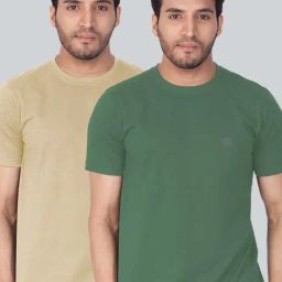 Lux Nitro Beige & Green Regular Fit T-Shirt Pack of - 2-image-69