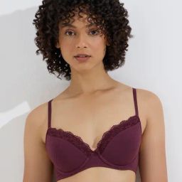 Wunderlove by Westside Wine Ribbed-Textured Underwired Cotton-Blend Bra-image-38