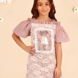 Cutecumber Kids Grey Floral Print Dress-image-59