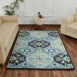 Presto Blue Polyester Traditional Carpet-29