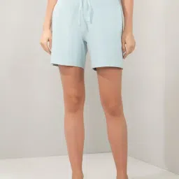 Amante Blue Relaxed Fit Solid Shorts-picture-1