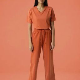 RAREISM Orange Cotton Blend Solid Trackpants-picture-35